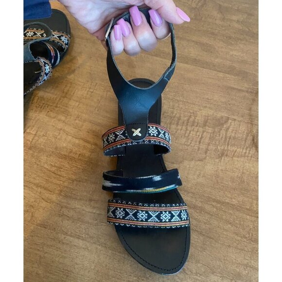 Free People Boho Strappy Black Multi Balkan Sandal 9.5 - Picture 8 of 8